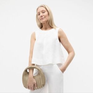 White Linen Sleeveless Top
